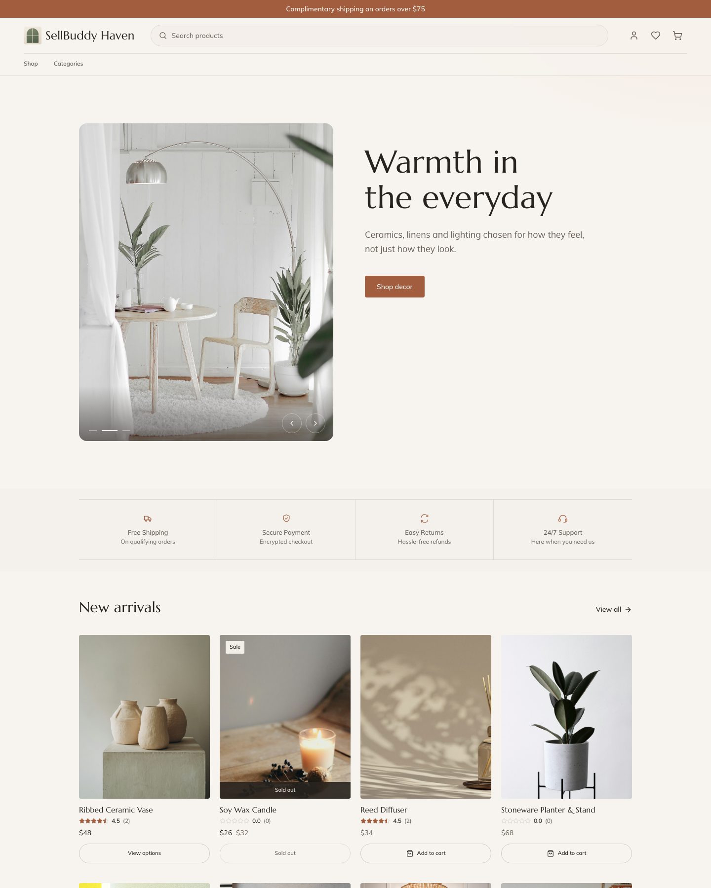 SellBuddy Haven storefront preview